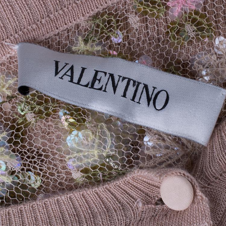 Pre Owned Valentino Floral Embellished Cardigan M