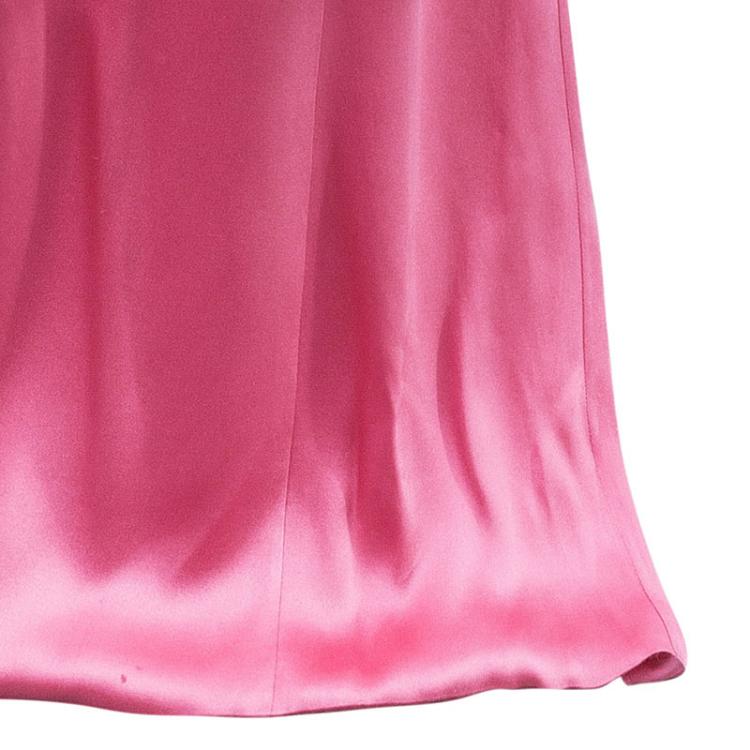 Pre Owned Valentino Pink Strapless Floral Brooch Gown L