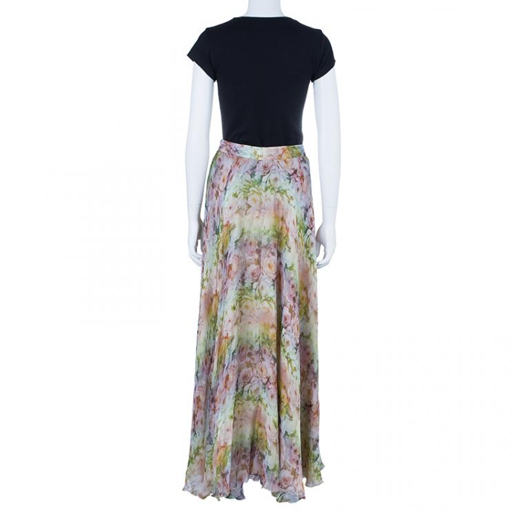 Pre Owned Valentino Floral Print Maxi Skirt S