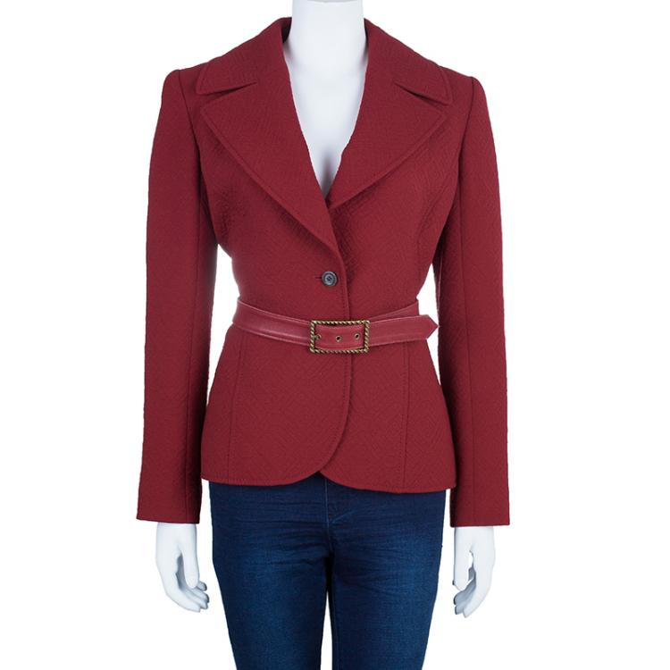 Pre Owned Valentino Red Quilted Jacket M
