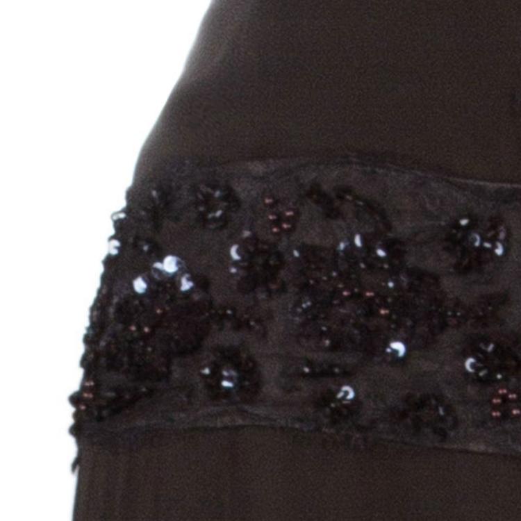 Pre Owned Valentino Brown Embellished Gown M