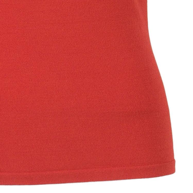 Pre Owned Valentino Red Sleeveless Rosette Detail Top S