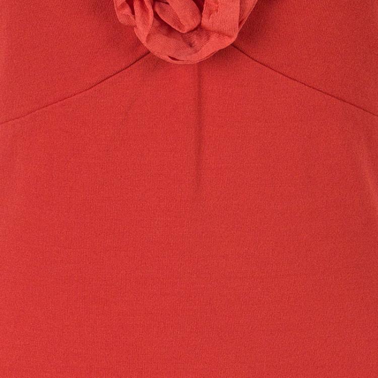 Pre Owned Valentino Red Sleeveless Rosette Detail Top S