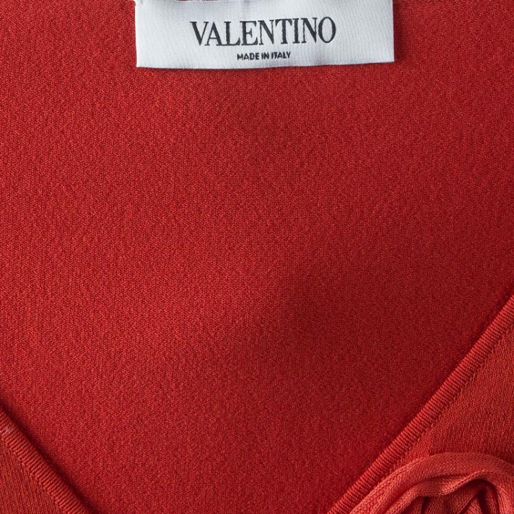 Pre Owned Valentino Red Sleeveless Rosette Detail Top S