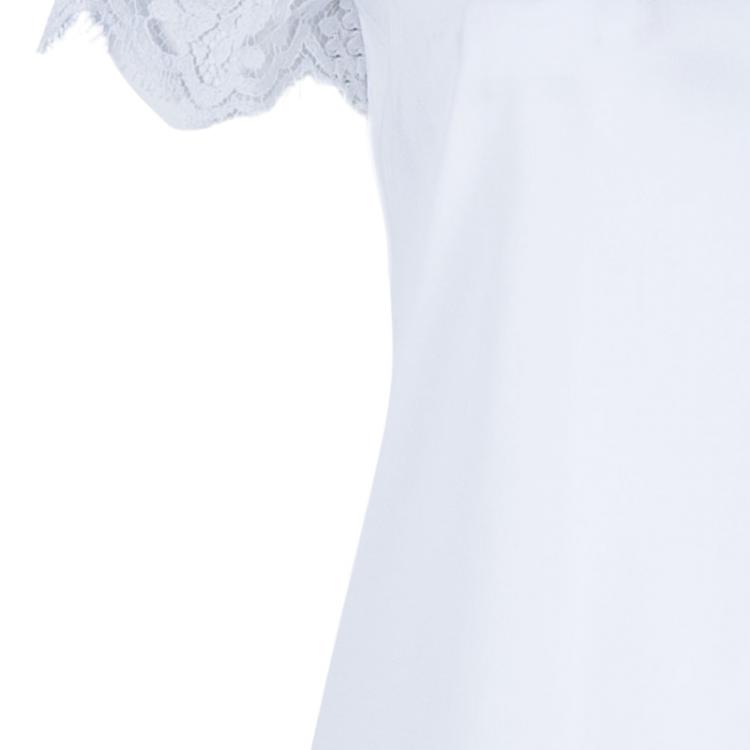 Pre Owned Valentino White Lace Trim Shirt M