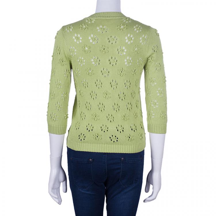 Pre Owned Valentino Green Knit Cardigan S