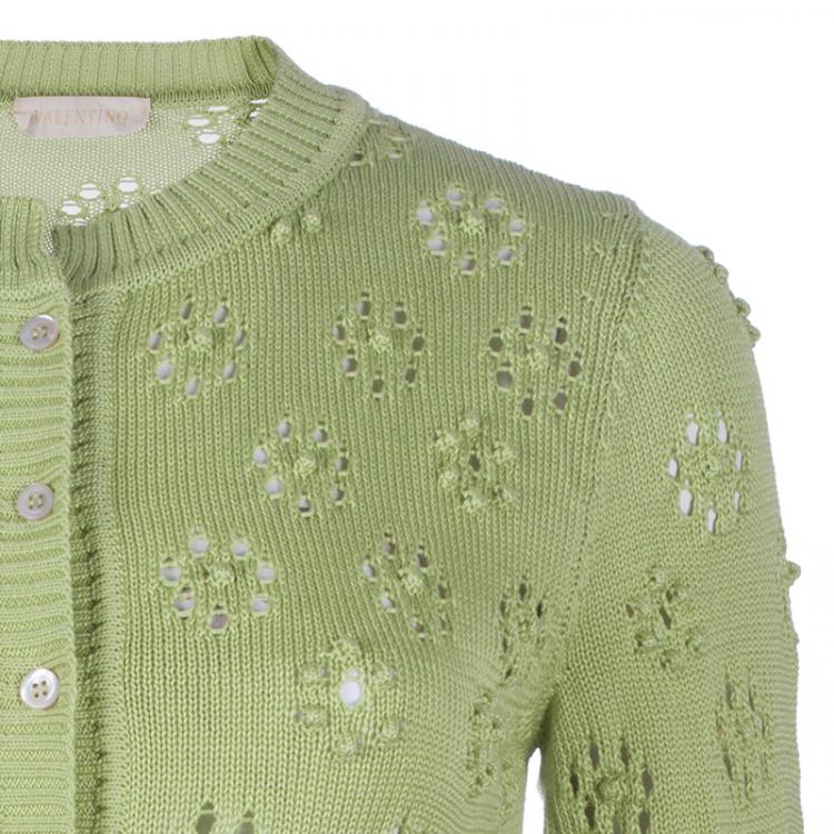 Pre Owned Valentino Green Knit Cardigan S
