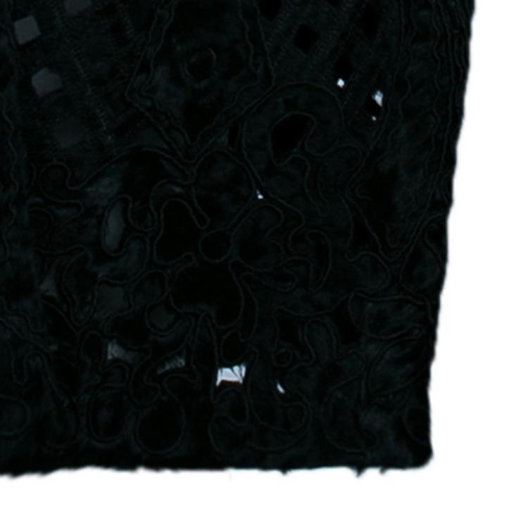 Pre Owned Valentino Black Pony Hair Cutout Coat S