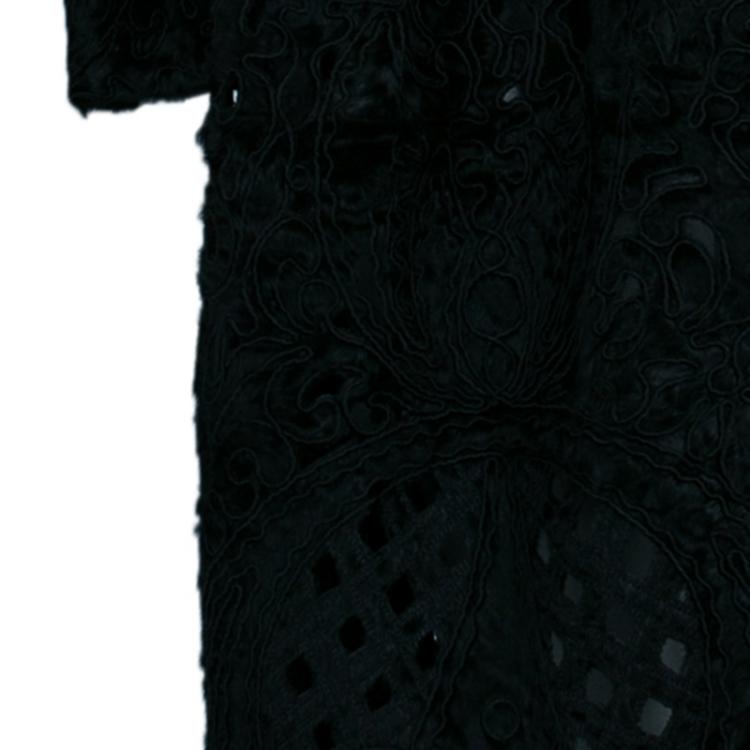 Pre Owned Valentino Black Pony Hair Cutout Coat S