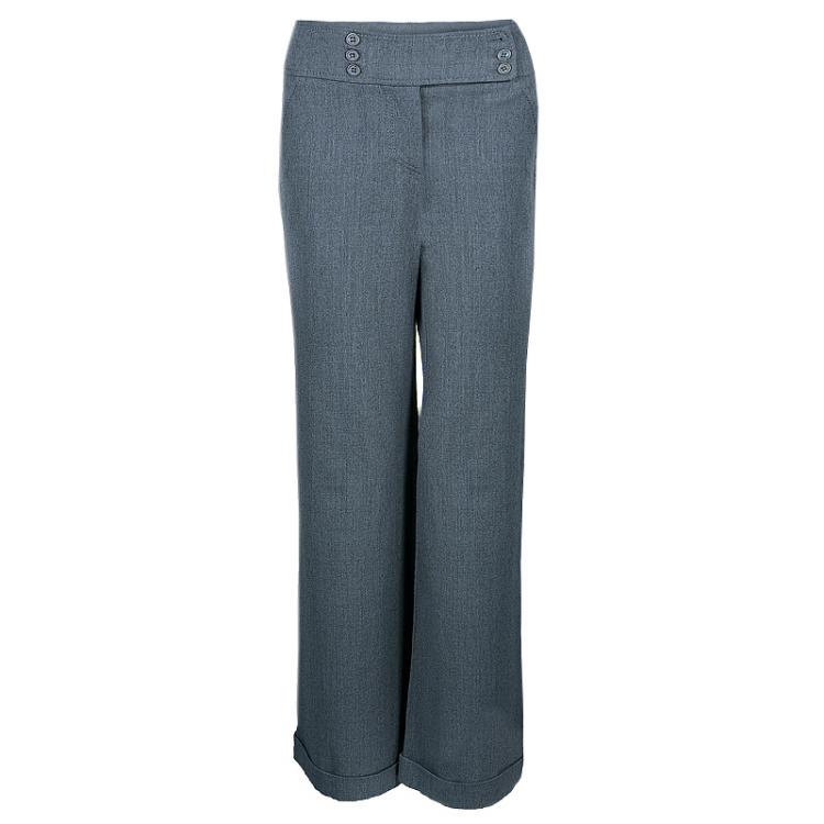 Pre Owned Valentino Grey Wide Leg Tailored Pants M