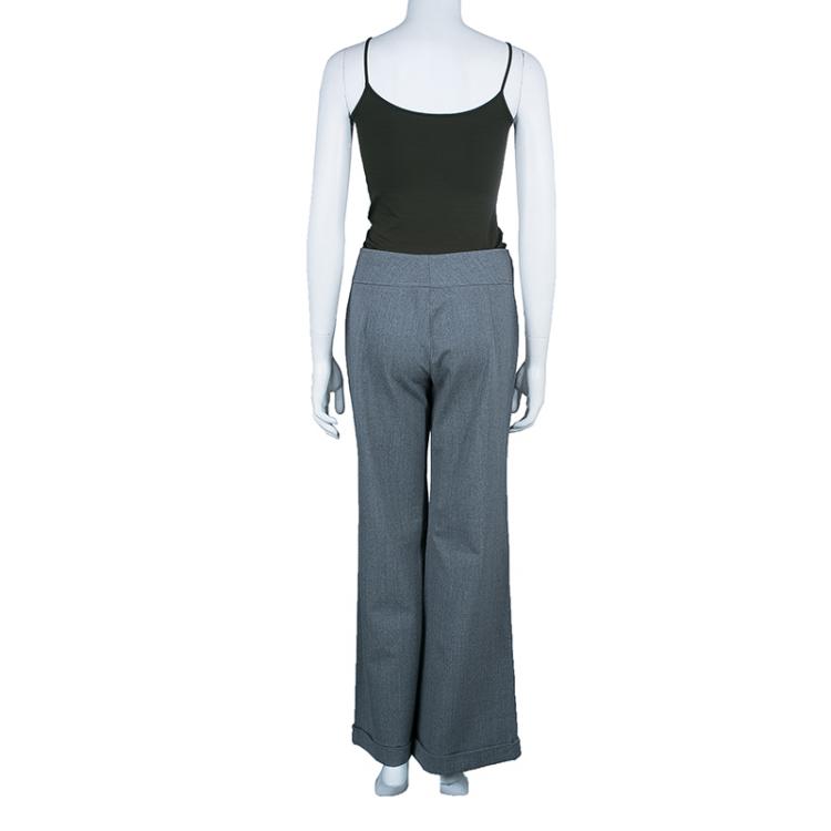 Pre Owned Valentino Grey Wide Leg Tailored Pants M