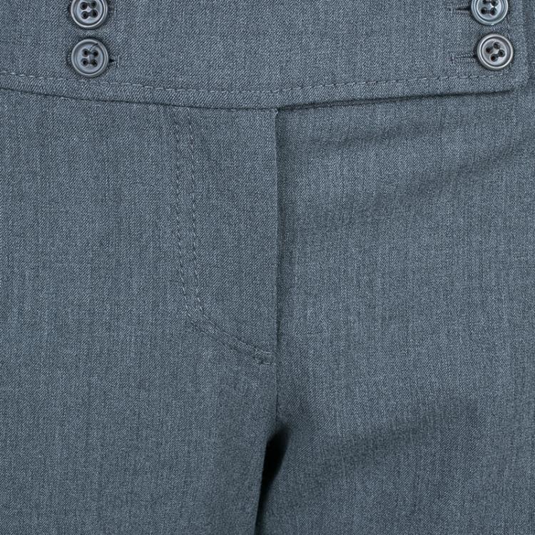 Pre Owned Valentino Grey Wide Leg Tailored Pants M