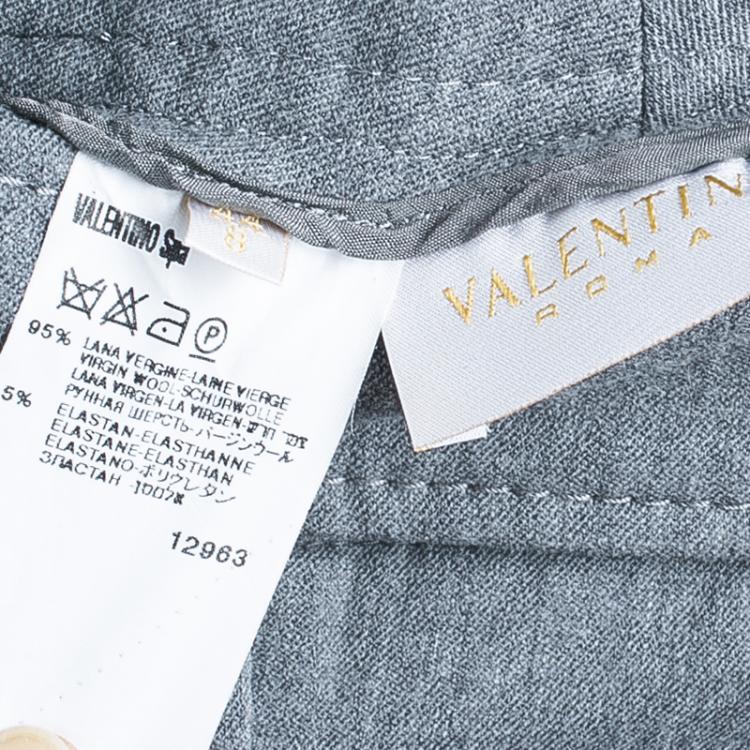 Pre Owned Valentino Grey Wide Leg Tailored Pants M