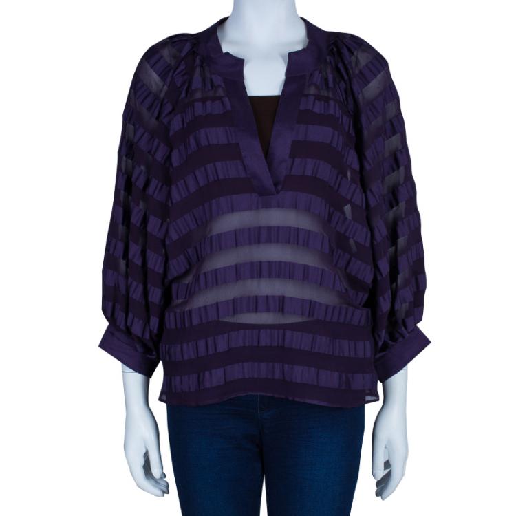 Pre Owned Valentino Purple Silk Top M