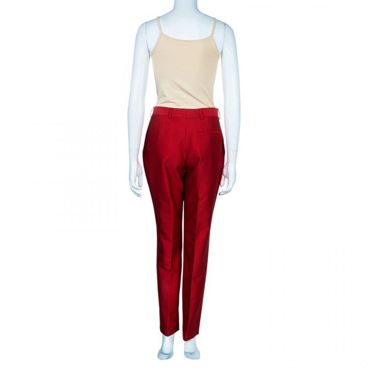 Pre Owned Valentino Red Tailored Trousers M