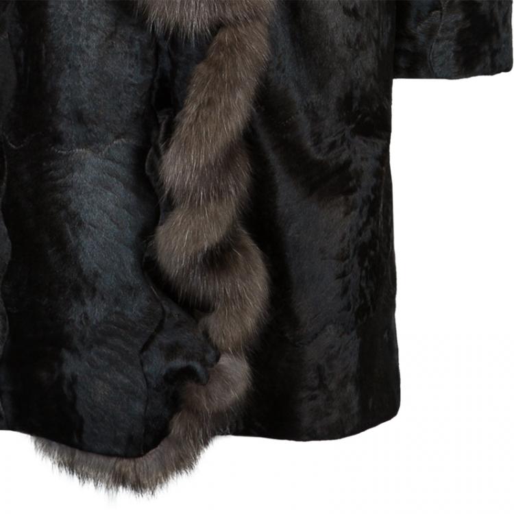 Pre Owned Valentino Brown Lamb Fur Coat S