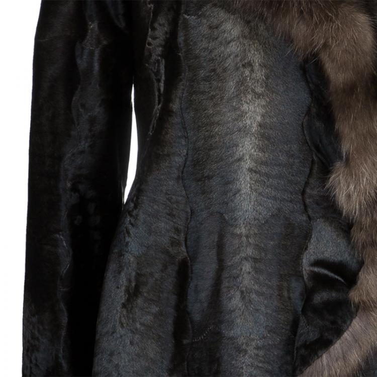 Pre Owned Valentino Brown Lamb Fur Coat S