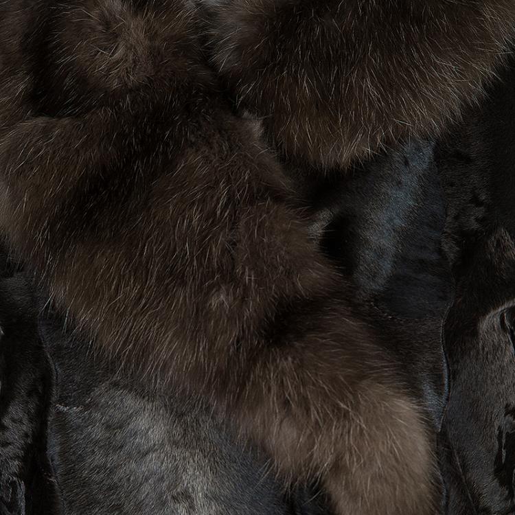 Pre Owned Valentino Brown Lamb Fur Coat S