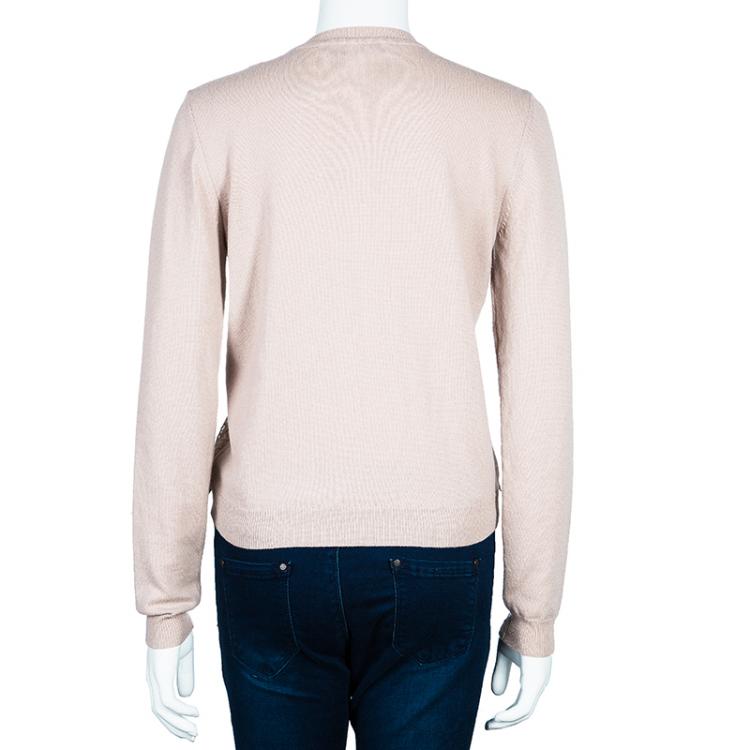 Pre Owned Valentino Blush Lace Detailed Cardigan M