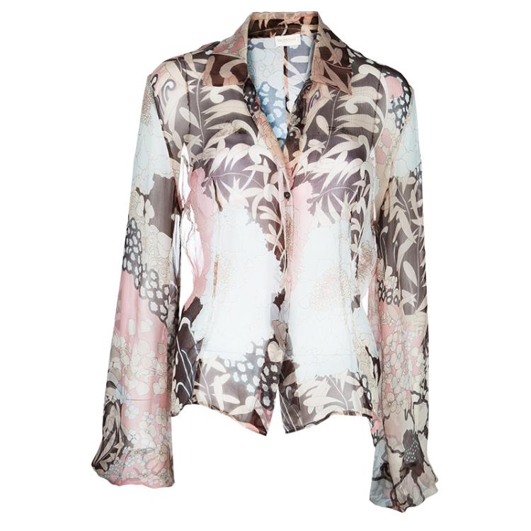 Pre Owned Valentino Brown Printed Top L