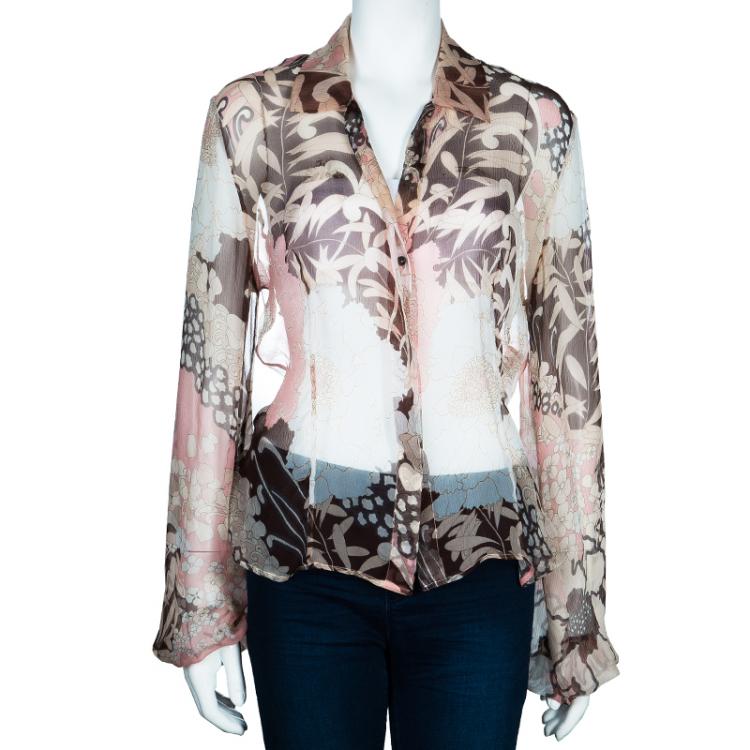 Pre Owned Valentino Brown Printed Top L