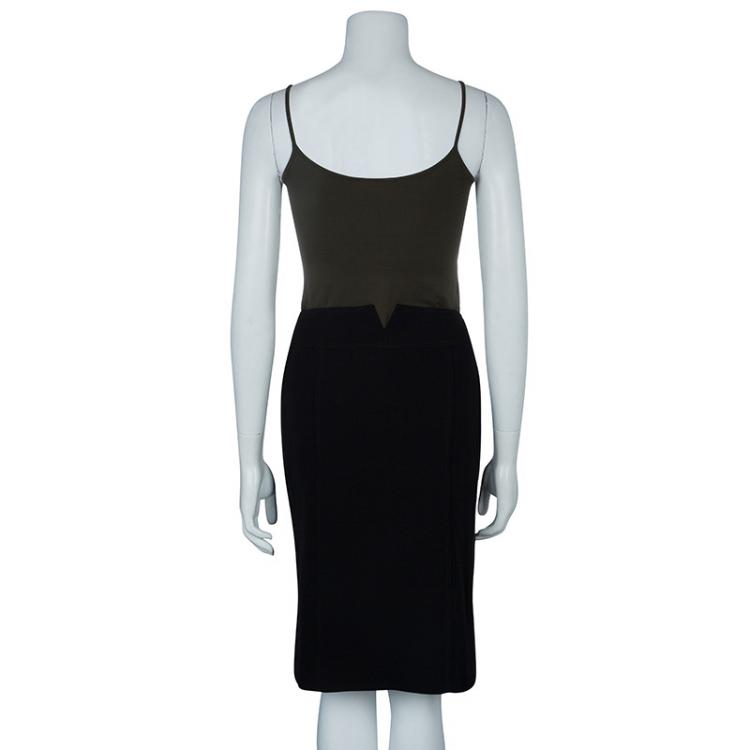 Pre Owned Valentino Black Satin Wool Skirt M