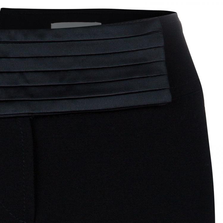 Pre Owned Valentino Black Satin Wool Skirt M