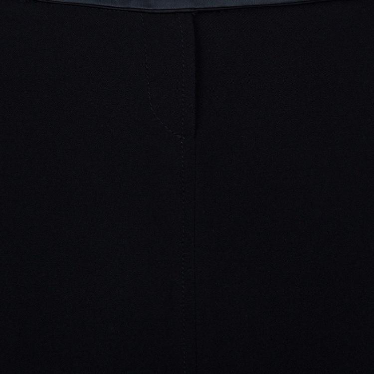 Pre Owned Valentino Black Satin Wool Skirt M
