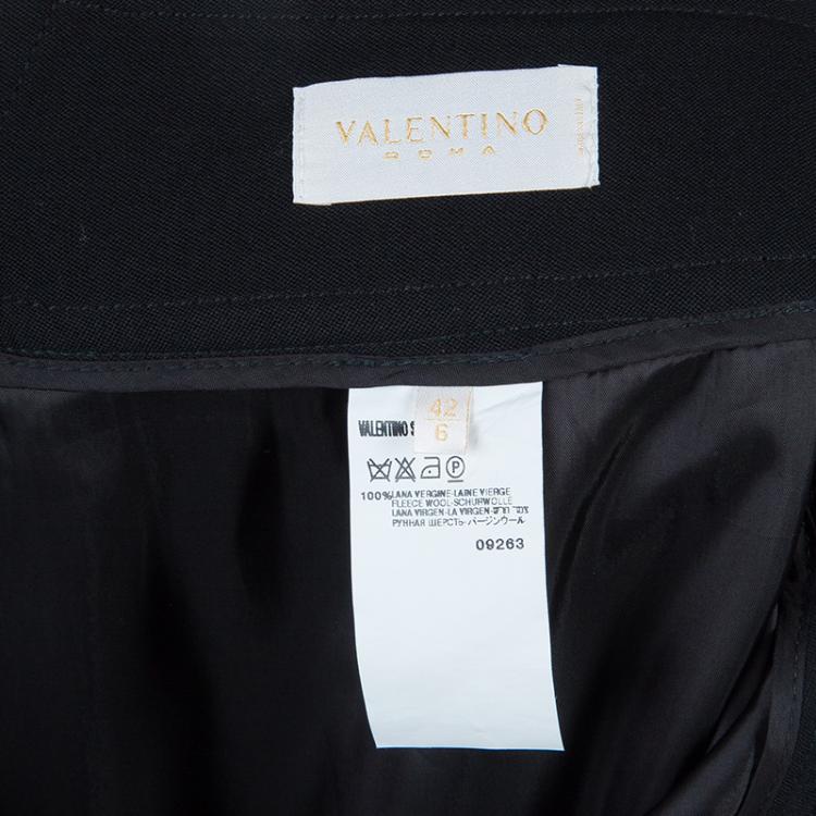 Pre Owned Valentino Black Satin Wool Skirt M