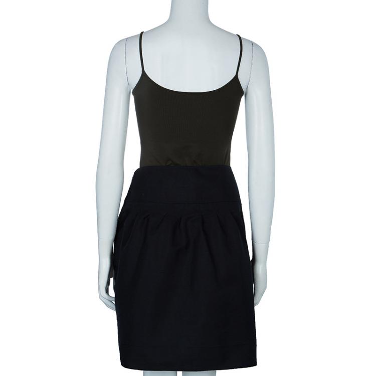 Pre Owned Valentino Black Cotton Knee Length Skirt M