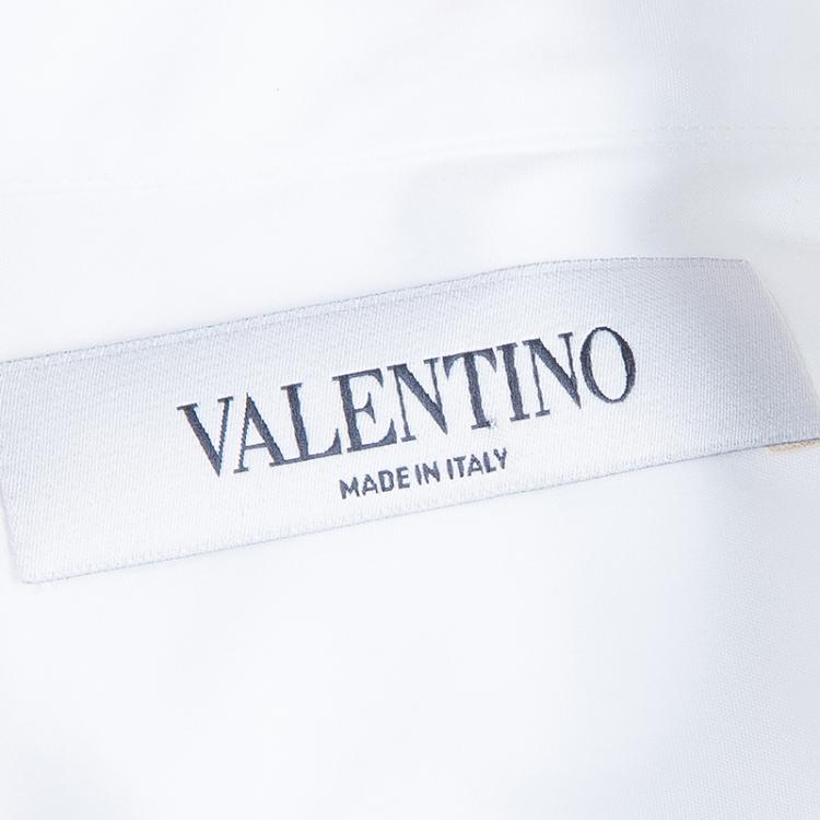 Pre Owned Valentino White Rose Detail Shirt S
