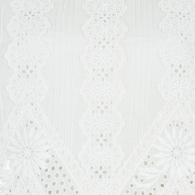 Pre Owned Valentino White Floral Eyelet Embroidered Pintuck Detail Long Sleeve Blouse M