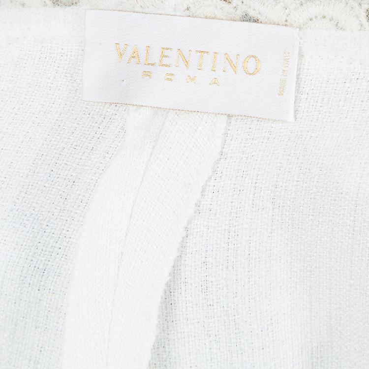 Pre Owned Valentino Cream Lace Detail Trousers M