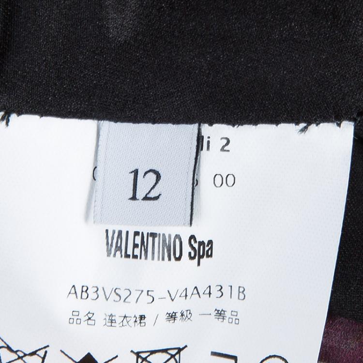 Pre Owned Valentino Floral Printed Silk Flounce Dress L