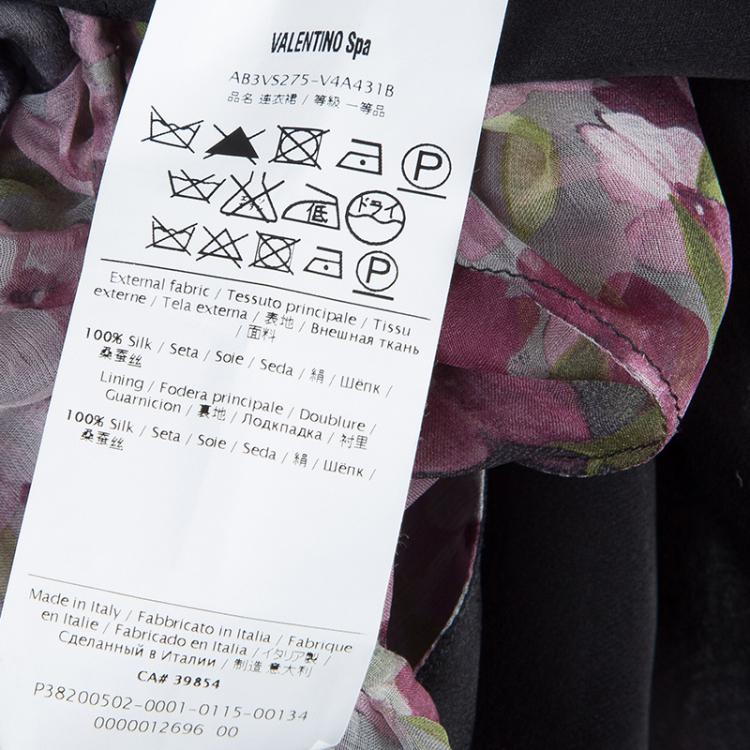 Pre Owned Valentino Floral Printed Silk Flounce Dress L