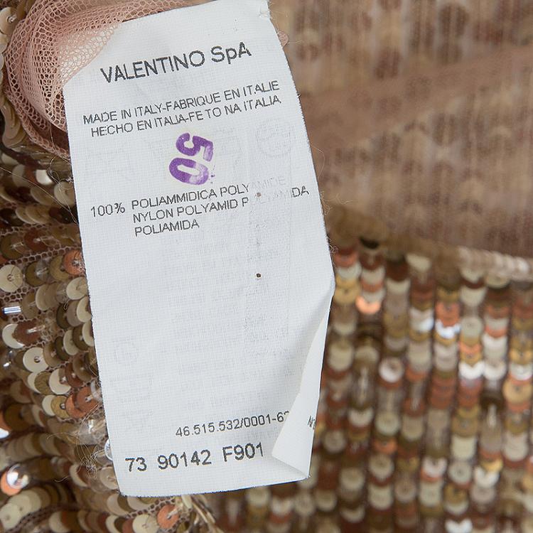 Pre Owned Valentino Gold All-Over Sequin Embellished Sleeveless Top M