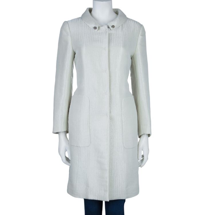 Pre Owned Valentino Metallic Cream Coat M