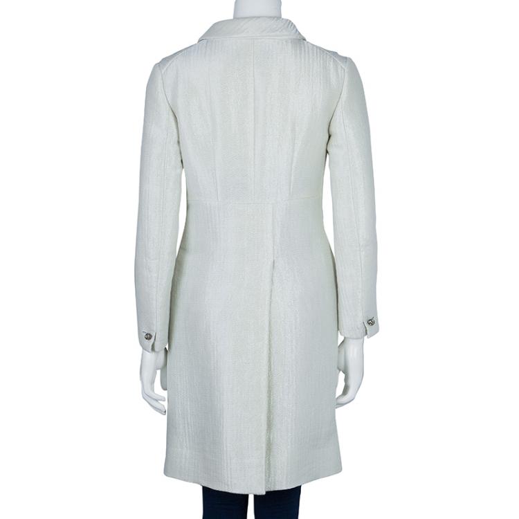 Pre Owned Valentino Metallic Cream Coat M