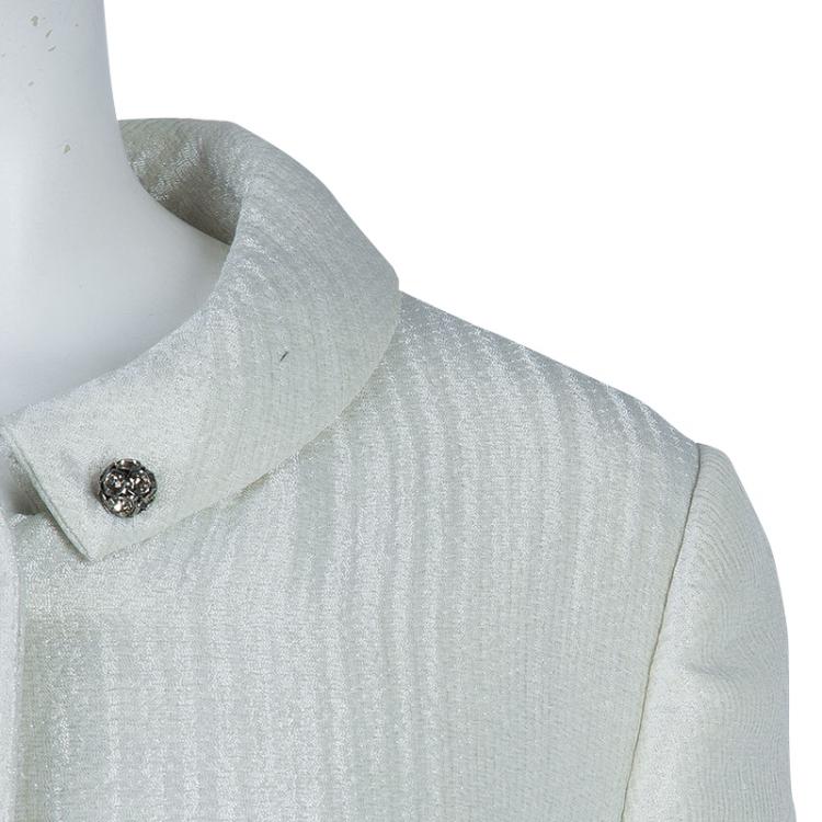 Pre Owned Valentino Metallic Cream Coat M