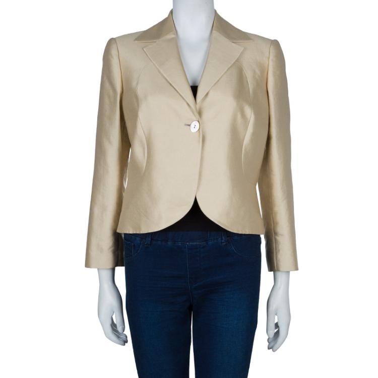 Pre Owned Valentino Muted Gold Notched Collar Blazer L