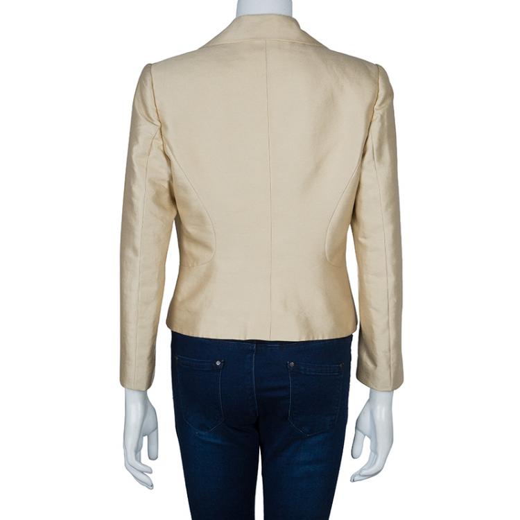 Pre Owned Valentino Muted Gold Notched Collar Blazer L