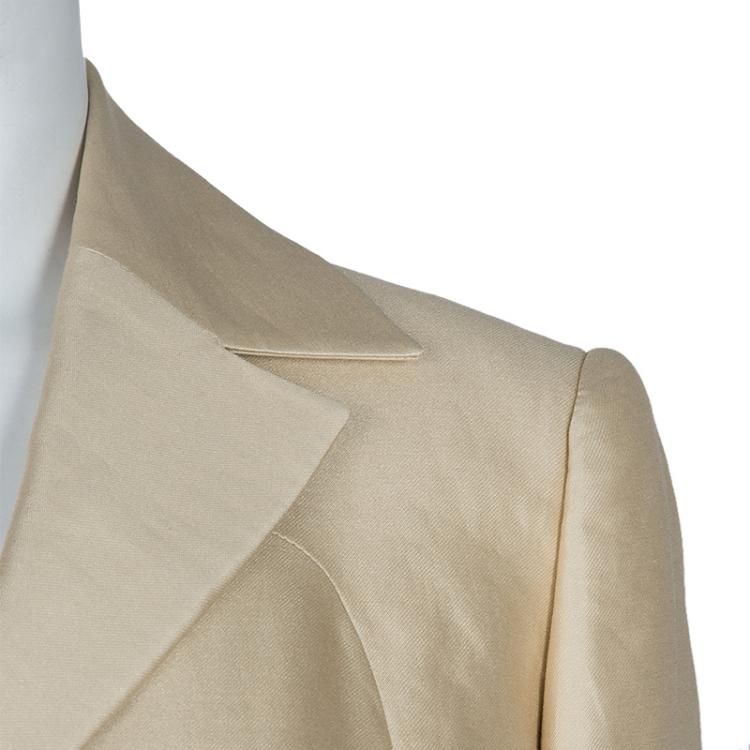 Pre Owned Valentino Muted Gold Notched Collar Blazer L
