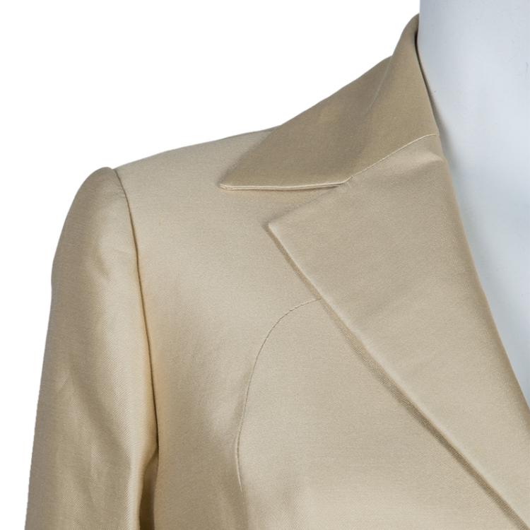 Pre Owned Valentino Muted Gold Notched Collar Blazer L