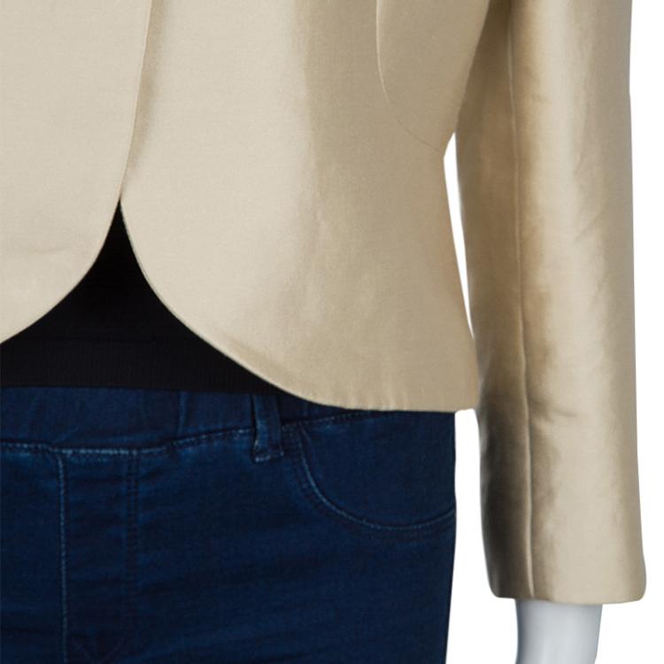 Pre Owned Valentino Muted Gold Notched Collar Blazer L
