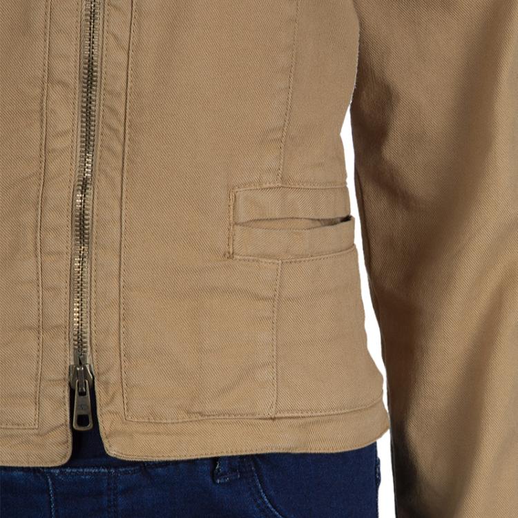 مملوكة مسبقًا Valentino Dark Beige Criss-Cross Eyelet Detail Jacket M