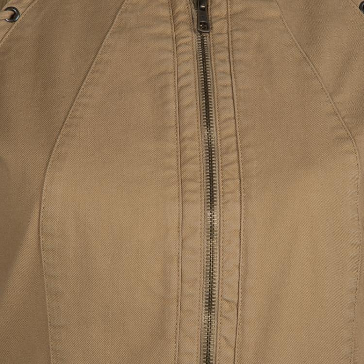 مملوكة مسبقًا Valentino Dark Beige Criss-Cross Eyelet Detail Jacket M