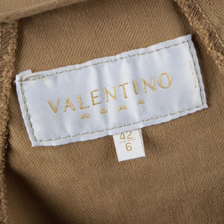 مملوكة مسبقًا Valentino Dark Beige Criss-Cross Eyelet Detail Jacket M