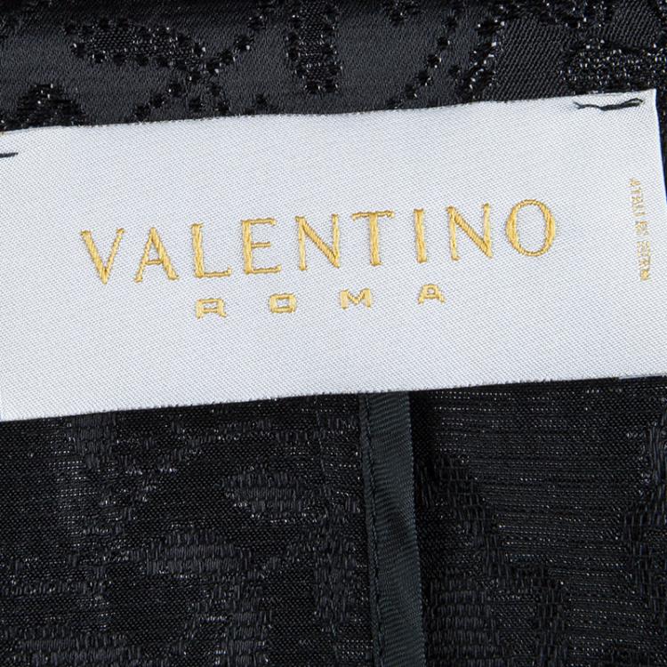 Pre Owned Valentino Black Floral Lurex Jacquard Dress and Blazer Set M