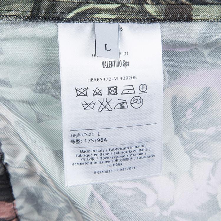 Pre Owned Valentino Multicolor Floral Printed Silk Drawstring Detail Pants L