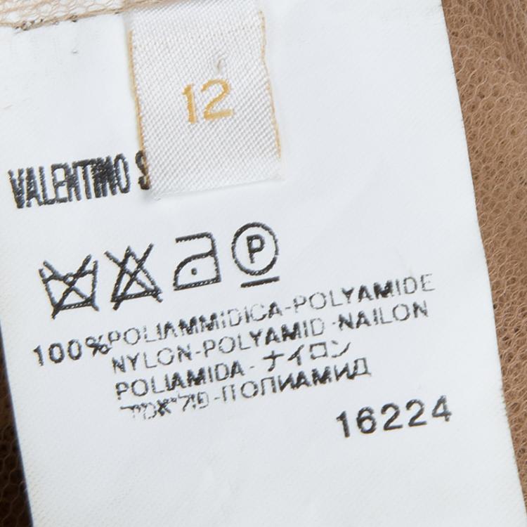 Pre Owned Valentino Gold All Over Embellished Cap Sleeve Crop Top L